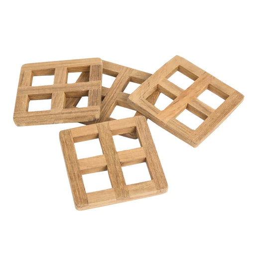 Teak 4-Piece Coaster Set